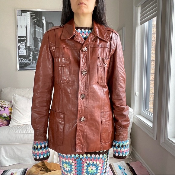 Vintage caramel leather jacket - Picture 9 of 17